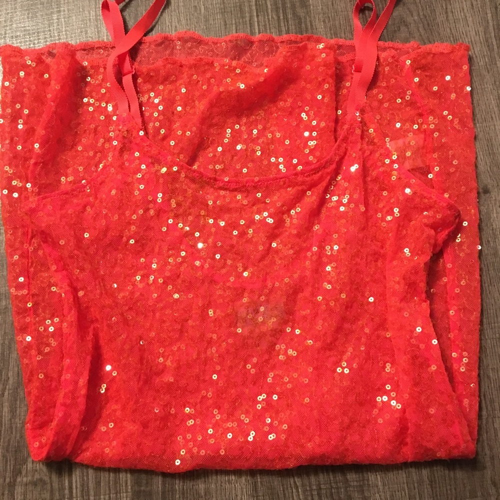Intimately Free People Orange Sequin Slip Dress